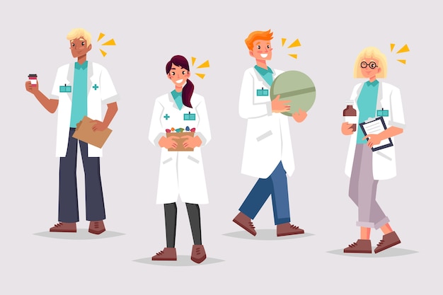 Free vector pharmacist collection illustration
