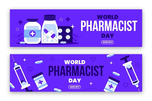 Бесплатное векторное изображение Шаблон горизонтального баннера день фармацевта