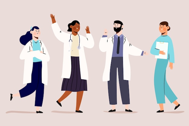 Free Vector pharmacist people in medical white robes