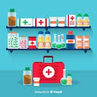 Free vector pharmacy concept background flat style