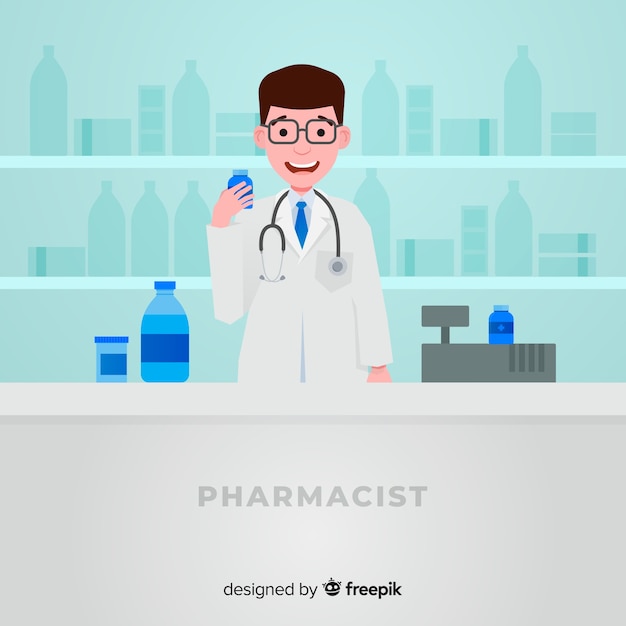 Pharmacy concept background flat style