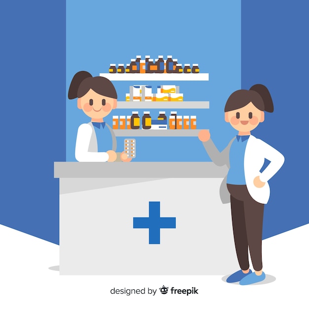Free vector pharmacy concept background flat style