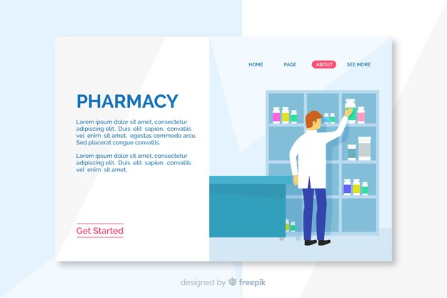 Pharmacy flat and simple landing page