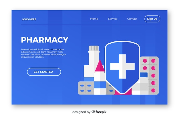 Pharmacy flat and simple landing page