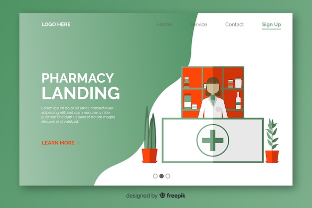 Pharmacy flat and simple landing page
