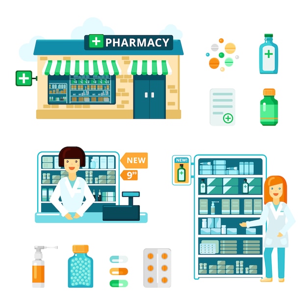 Pharmacy icon set