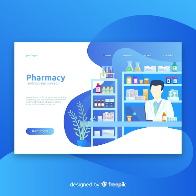 Free vector pharmacy landing page