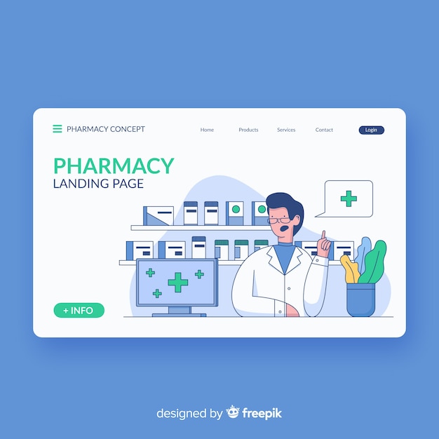 Free vector pharmacy landing page