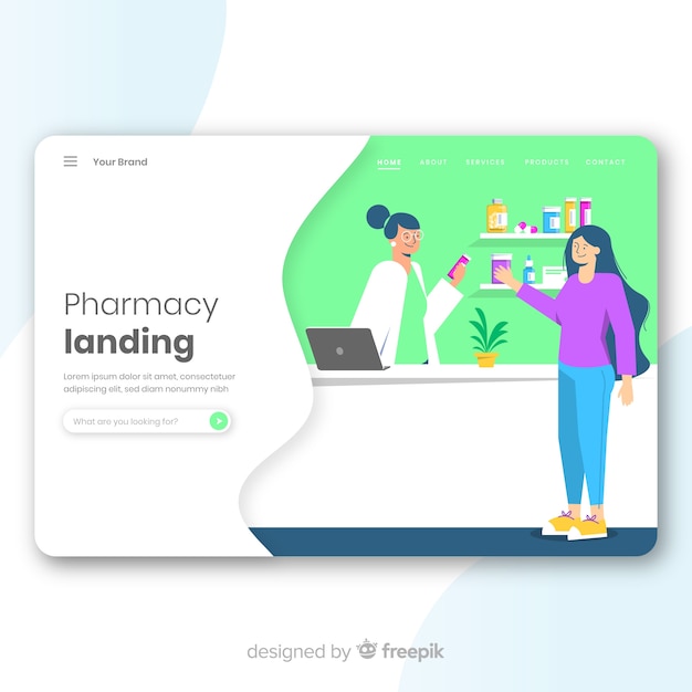 Free vector pharmacy landing page