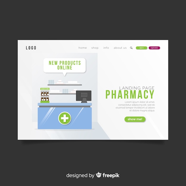 Free vector pharmacy landing page