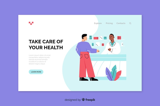 Free vector pharmacy landing page