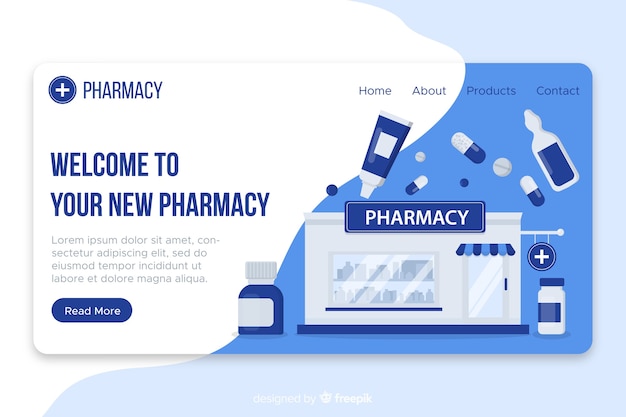 Free vector pharmacy landing page