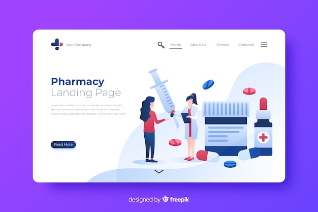 Free vector pharmacy landing page