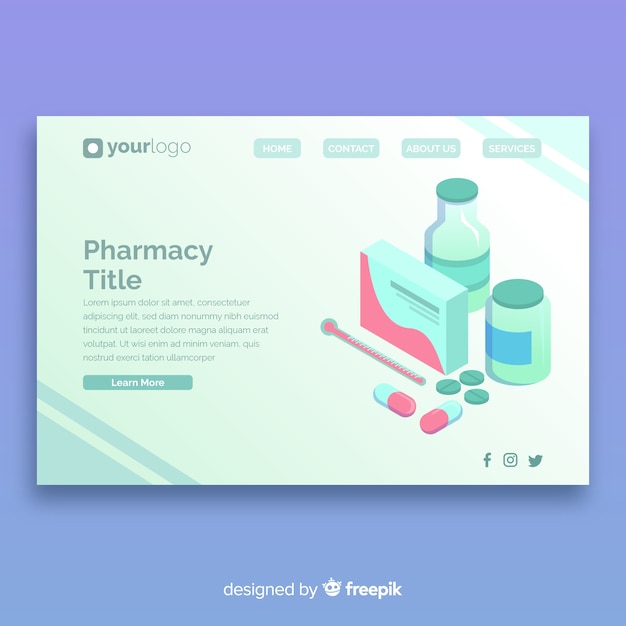 Free vector pharmacy landing page