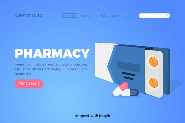 Free vector pharmacy landing page