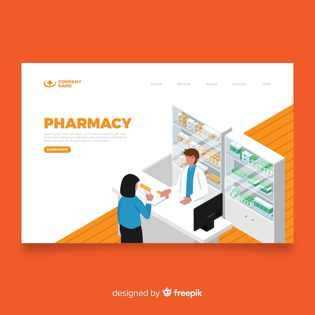 Free vector pharmacy landing page