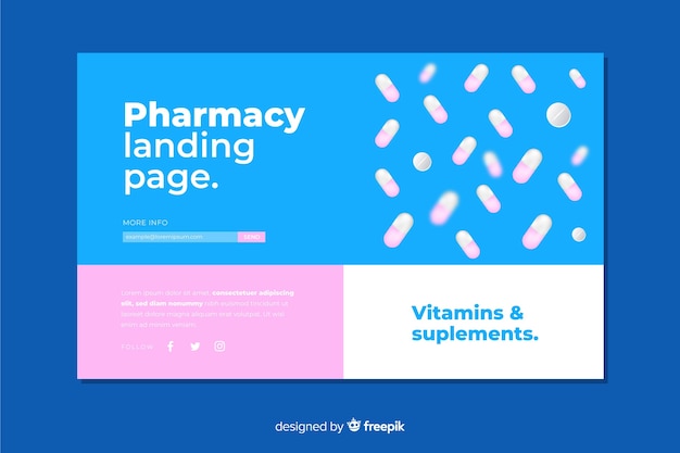 Free vector pharmacy landing page