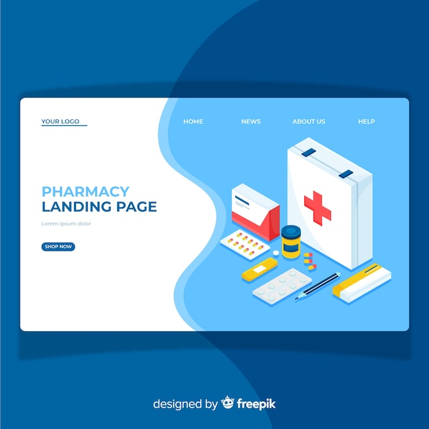 Free vector pharmacy landing page