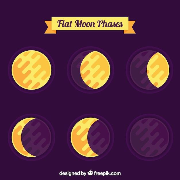 Free vector phases of the moon in flat design