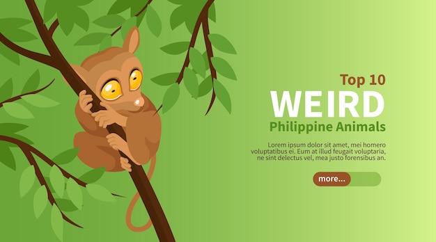 Free vector phillipine travel isometric poster with top weird animals  illustration