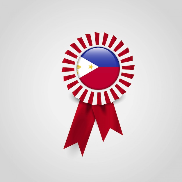 Vettore gratuito vettore di progettazione del distintivo della bandiera di filippine