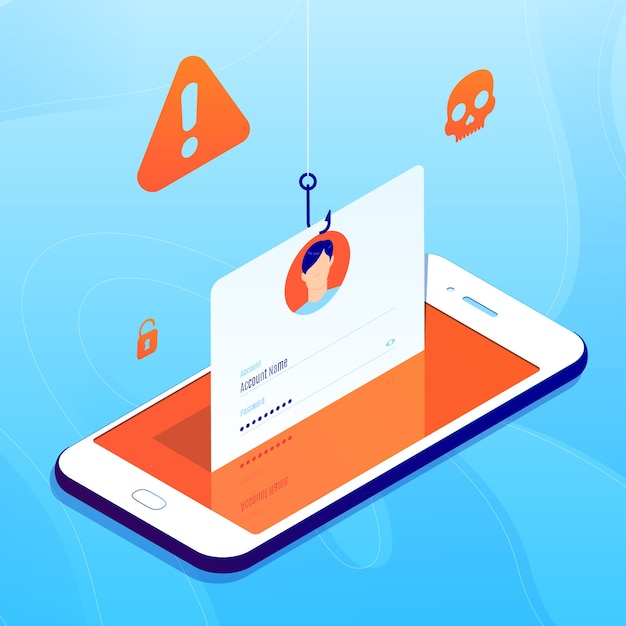 無料ベクター フィッシングアカウントの概念