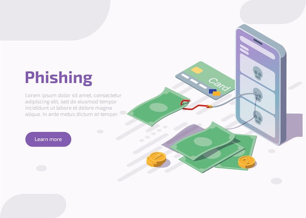 Free vector phishing isometric landing page