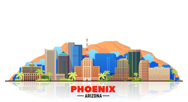 Vettore gratuito orizzonte della città di phoenix. arizona usa. illustrazione vettoriale. immagine di affari e turismo.