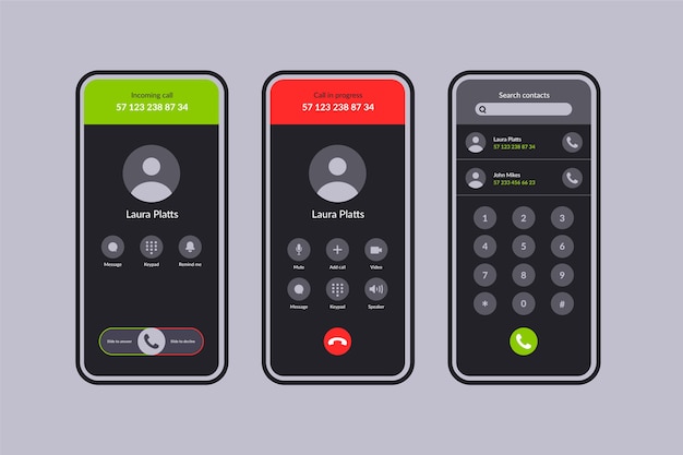 Бесплатное векторное изображение Иллюстрация интерфейса экрана телефонного звонка