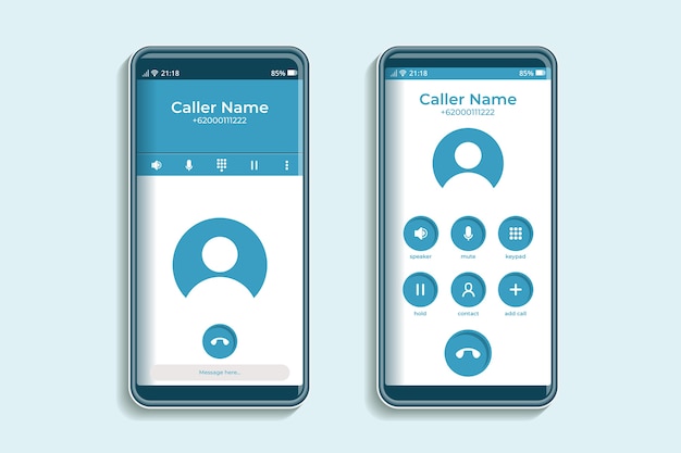 Free vector phone call screen interface illustration