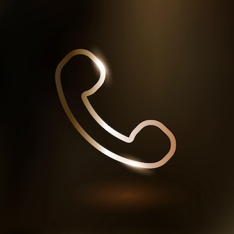 Phone call vector technology icon in gold on gradient background