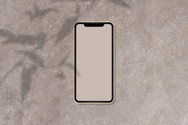 Phone mockup on brown marble background