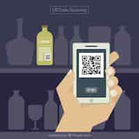 Free vector phone scanning qr code bar background