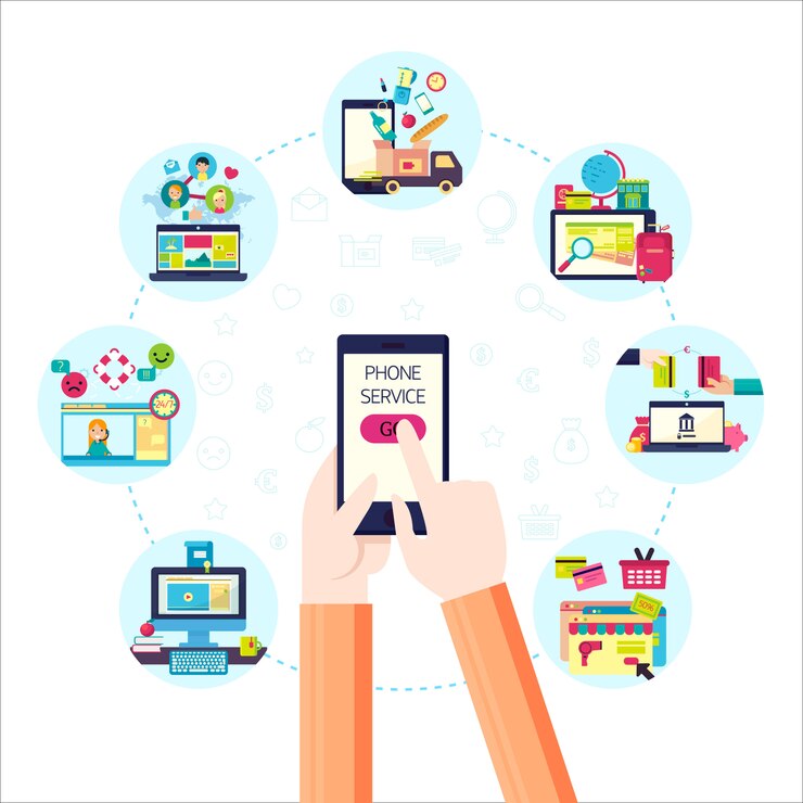 मुफ़्त वेक्टर phone service flat elements