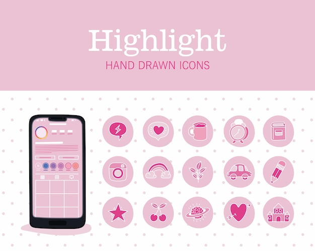 Free vector phone and set of highlight icons