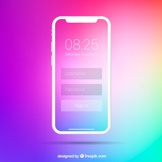 無料ベクター phone with gradient wallpaper