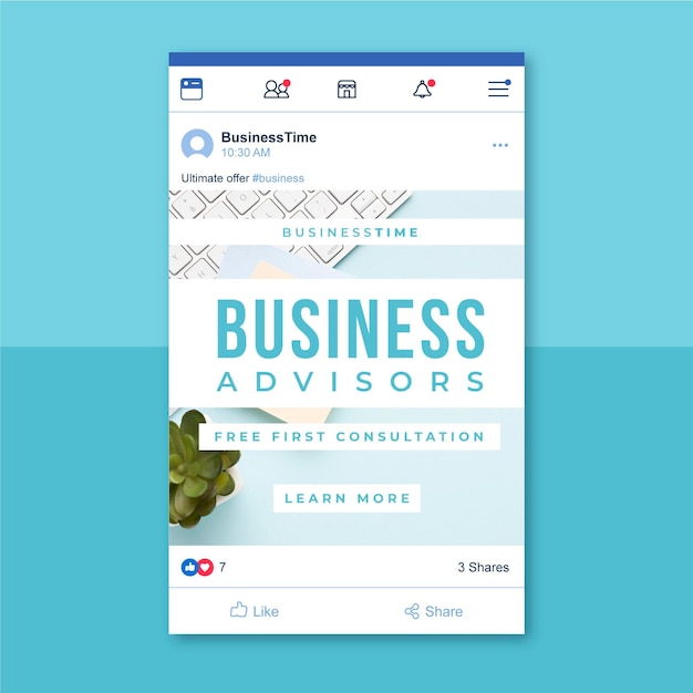 無料ベクター 写真とテキストビジネスのfacebookの投稿