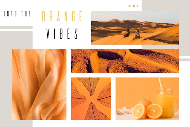 Бесплатное векторное изображение Фото коллаж оранжевые флюиды дизайн