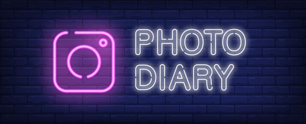 Photo diary neon sign