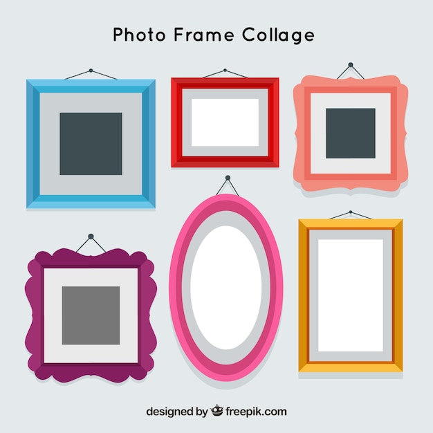 Free vector photo frame colorful collage concept