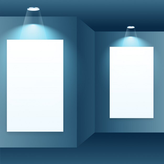Free Vector photo frame in gallery interior