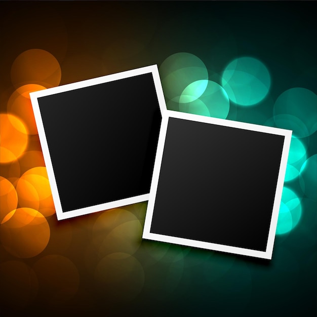 Free vector photo frames on beautiful bokeh