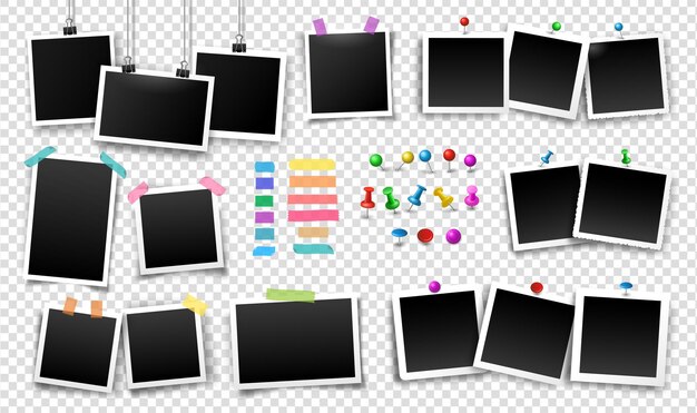 フォトフレームイラストのコラージュ プレミアムベクター