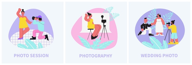 photo session composition flat illustrations