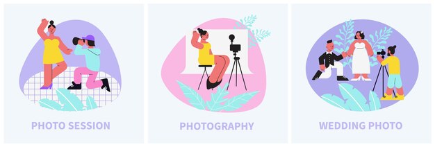 photo session composition flat illustrations