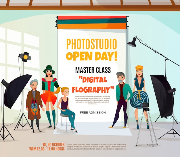 Free vector photo studio ad poster