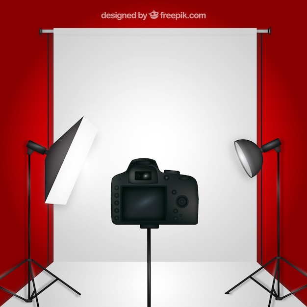 Free vector photo studio red background