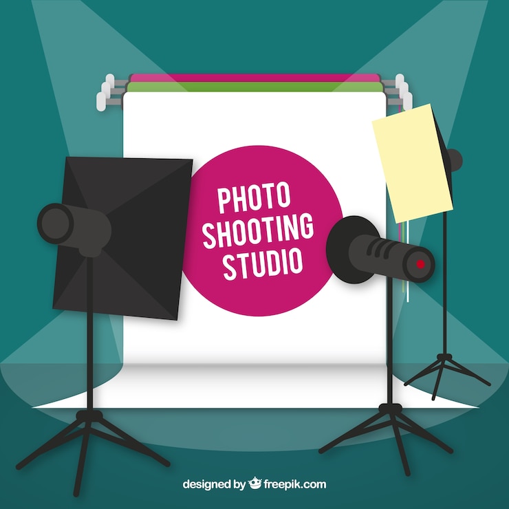 Free Vector photo studio with spotlights