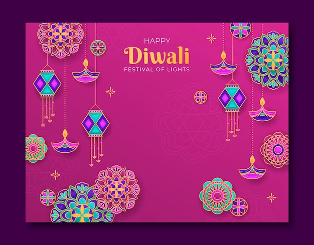 Free vector photocall template for diwali festival celebration