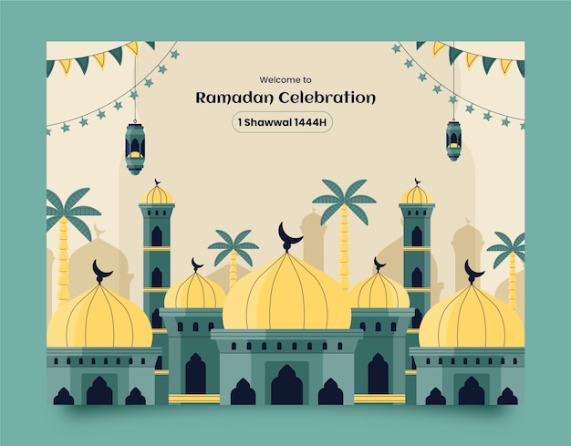 Free vector photocall template for islamic ramadan celebration